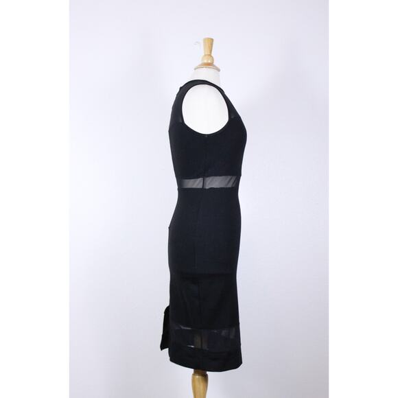 French Connection Lula Y2K style Black Panel Dress mesh sheer bodycon club XS 4 - Picture 5 of 7
